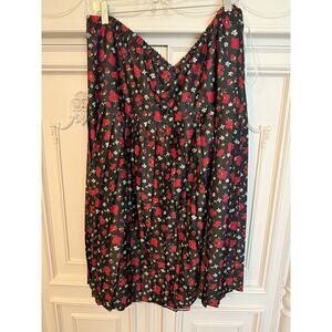 Vintage 24W Pleated Skirt made In USA Red Flowers